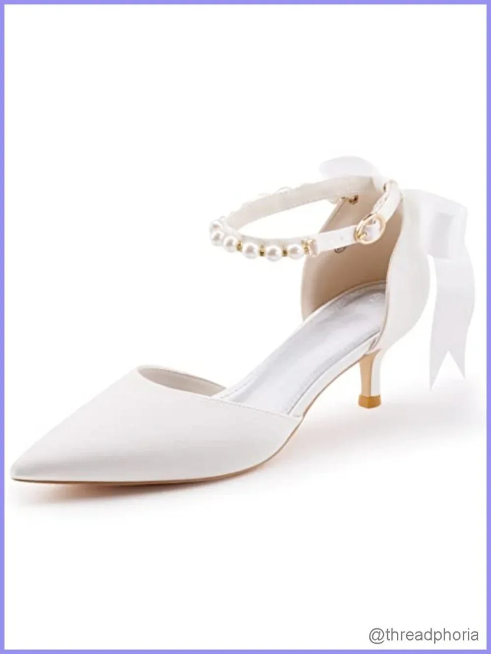 Women's Pearl Ankle Strap Low Kitten Heel D'Orsay Pumps Satin Bow Suede Shoes